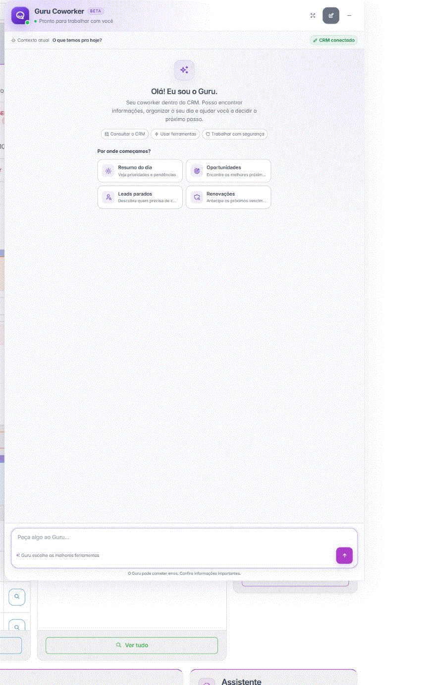 Guru do CRMSeguros preparando um resumo real da operação